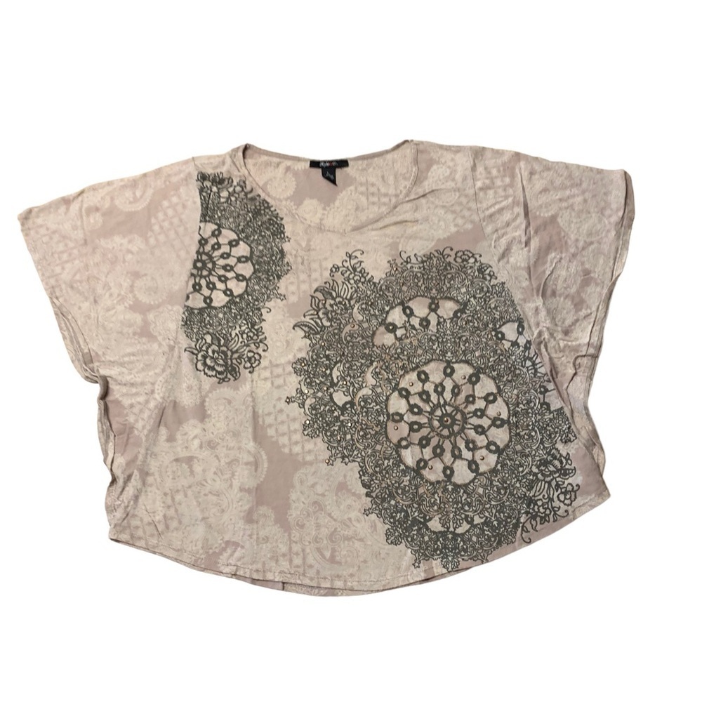 Style & Co | Tan Beige Tunic Oversized Top Gold Details Size Large